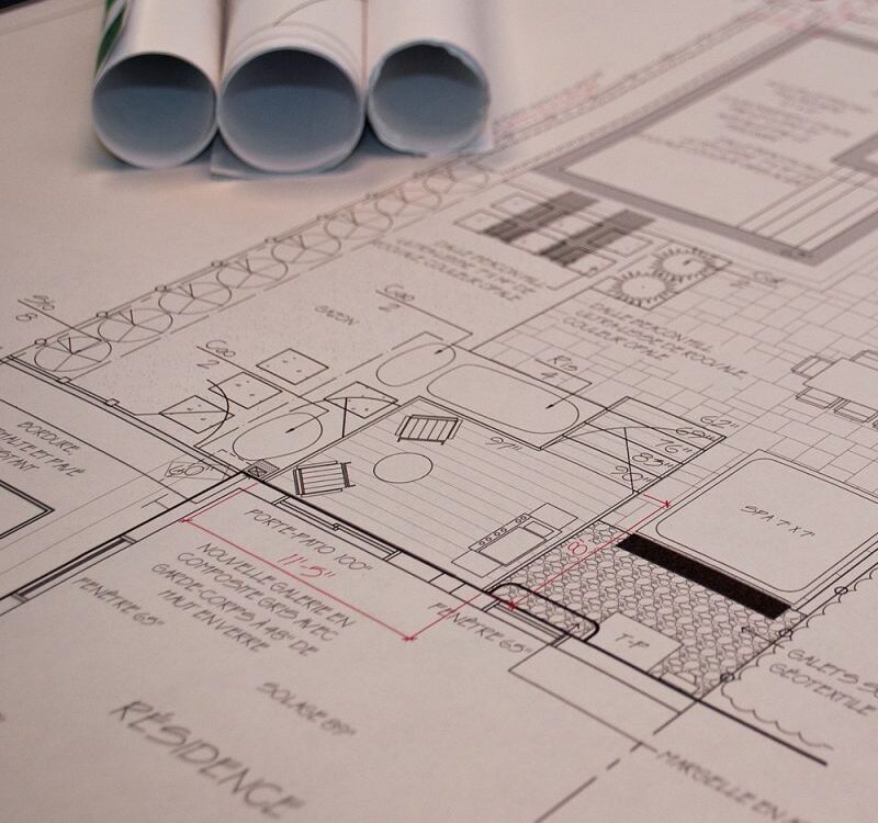 a blueprints on a table