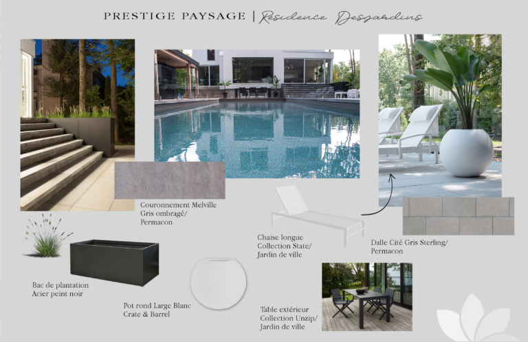a pool with a patio and chairs